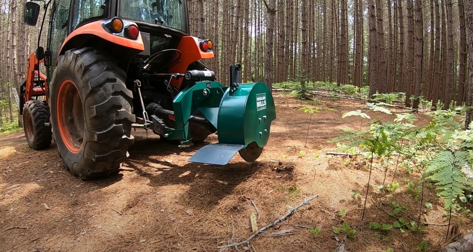 Advanced tree maintenance equipment for comprehensive care Professional tree care equipment including stump grinder in forest setting